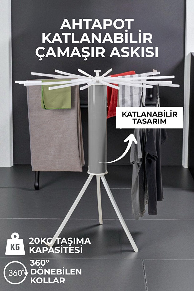 Katlanabilir Ahtapot Kurutmalık — Yer Kaplamayan Pratik Çamaşır Askılığı
