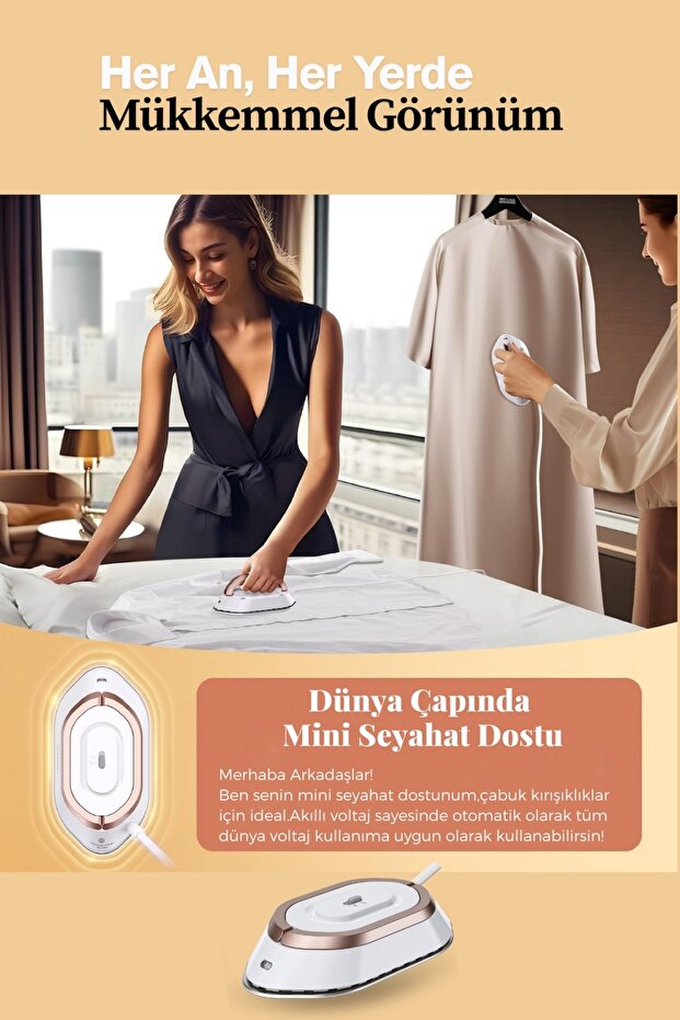 Elsyroa El Tipi Buharlı Ütü – Taşınabilir, Hızlı Kırışıklık Giderici