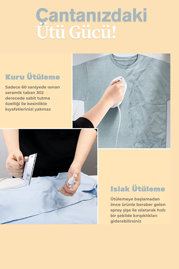 Elsyroa El Tipi Buharlı Ütü – Taşınabilir, Hızlı Kırışıklık Giderici