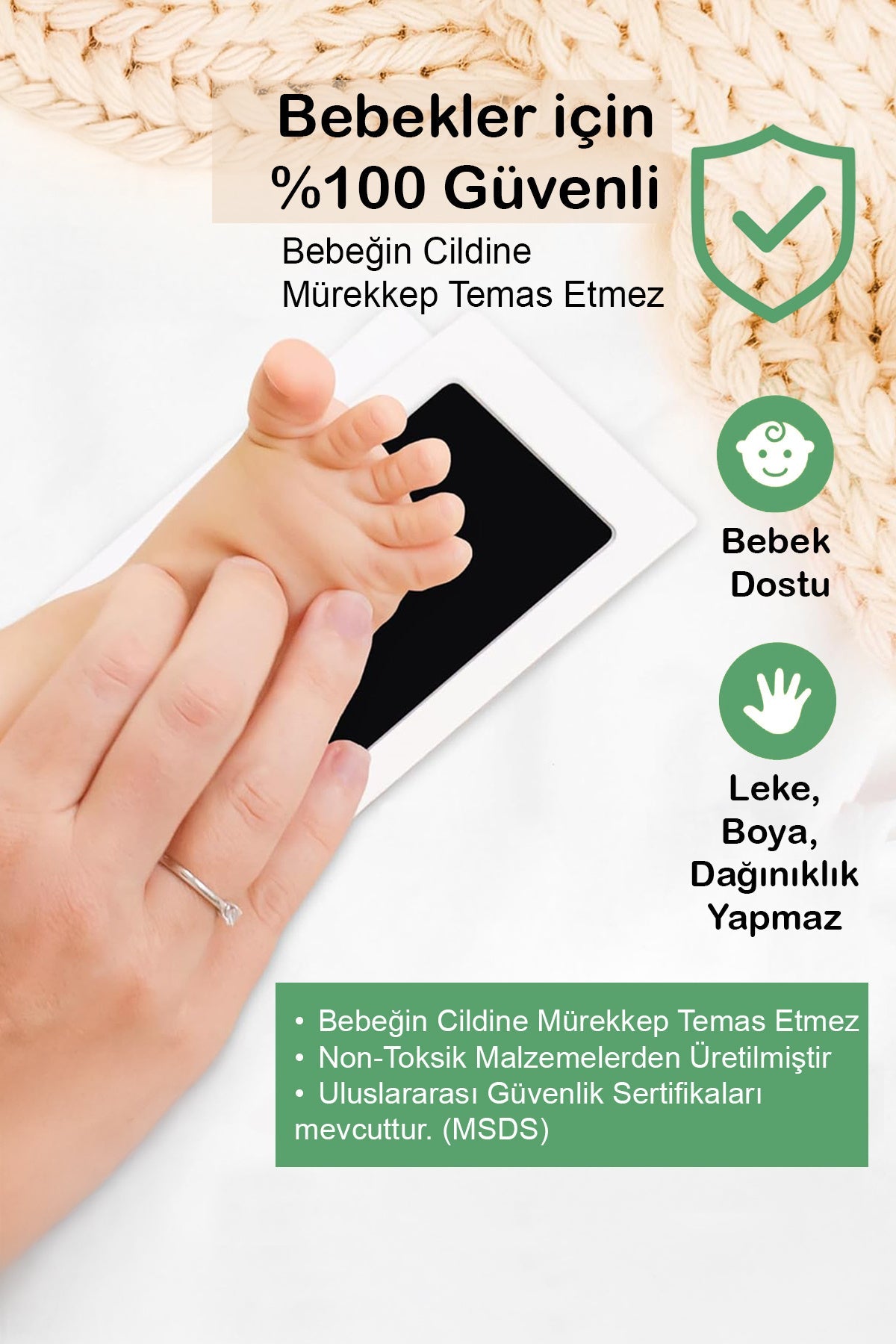 ELYSORA Design Bebek El Ayak İzi Seti, Temassız Mürekkep Baskı Kiti (2 Adet) ve Yenidoğan Hediye Anı Çerçevesi