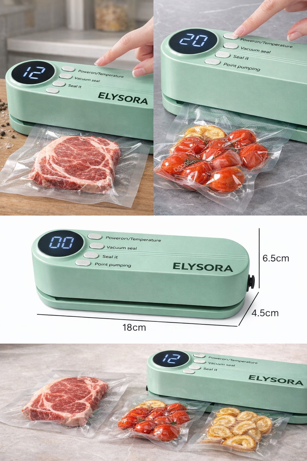 Elysora Dijital Ekranlı Vakum Makinesi – Gıda Saklama ve Paketleme Cihazı