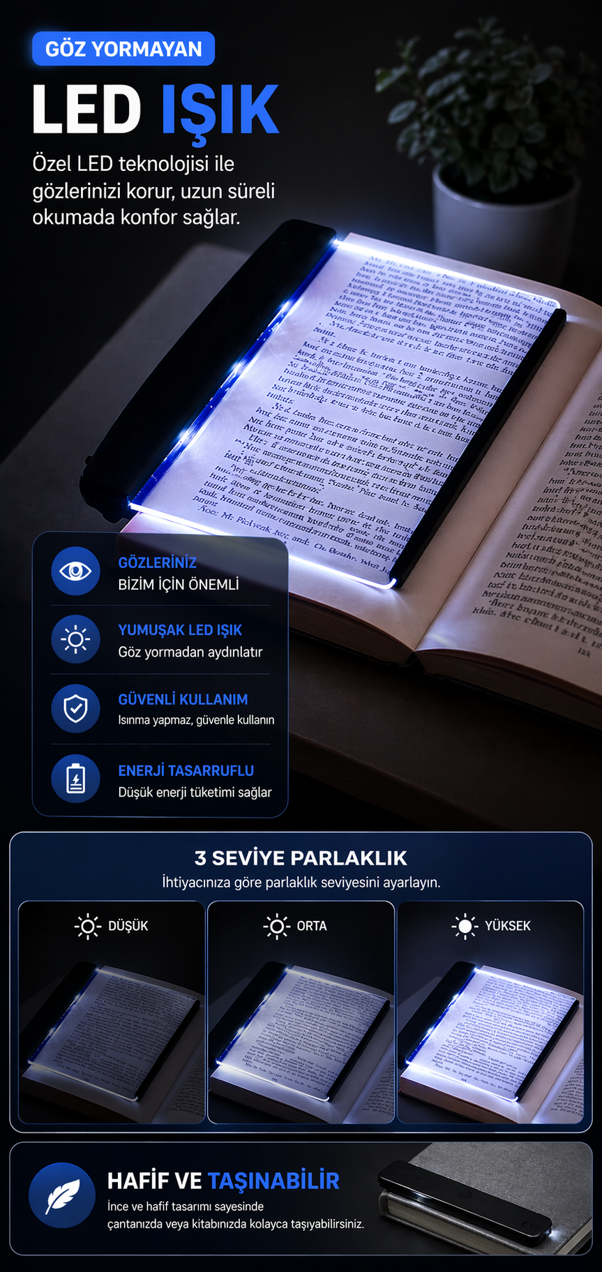 Gece Kitap Okuma Cihazı – Göz Yormayan Aydınlatma