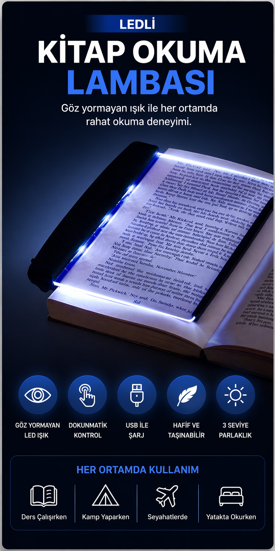 Gece Kitap Okuma Cihazı – Göz Yormayan Aydınlatma