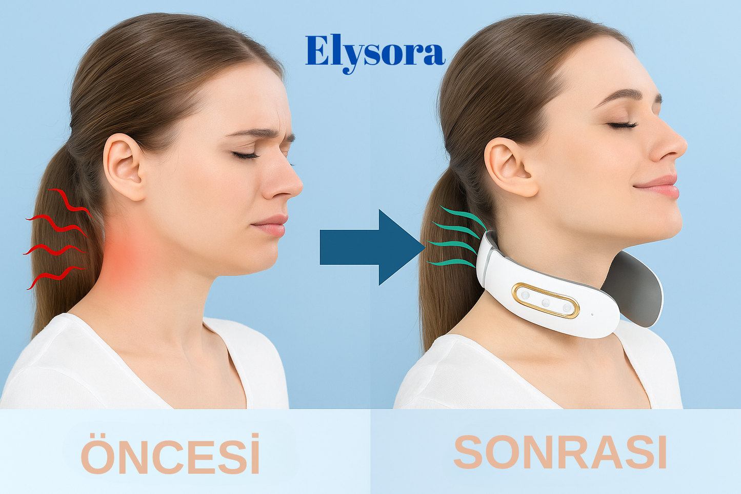 “Elysora Boyun Masaj Aleti – Elektrikli & Şarjlı, Isı Terapili”