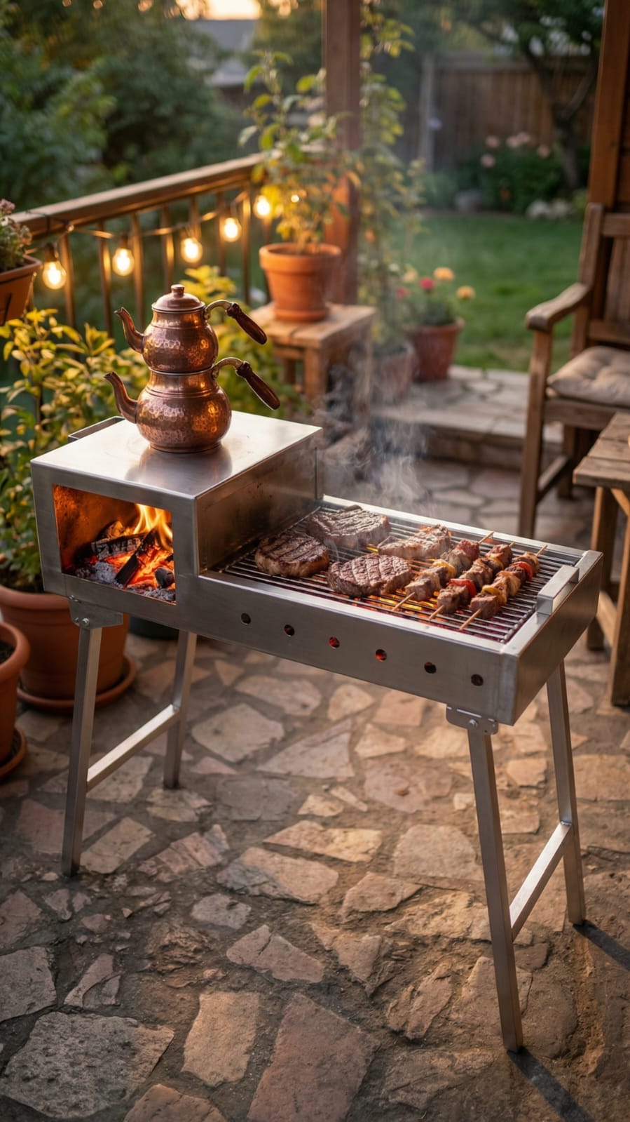 Katlanabilir Kamp Mangalı Seti — Mangal & Ocak Bir Arada + Katlanabilir Masa Hediyeli