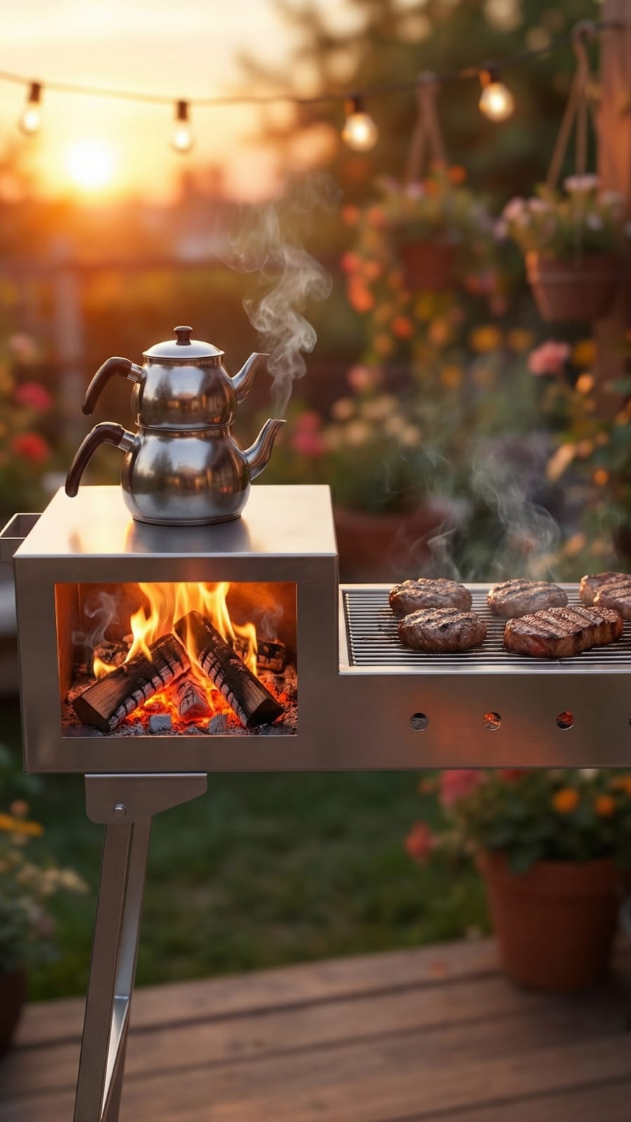 Katlanabilir Kamp Mangalı Seti — Mangal & Ocak Bir Arada + Katlanabilir Masa Hediyeli